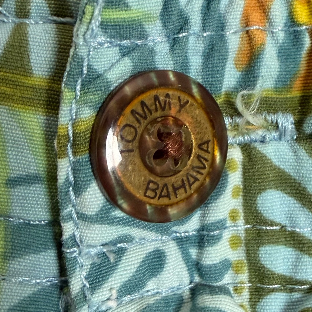 Tommy Bahama Hula Girl Swim Trunks S Blue Green Geometric Mesh Lined Nylon T9318 - Picture 3 of 15
